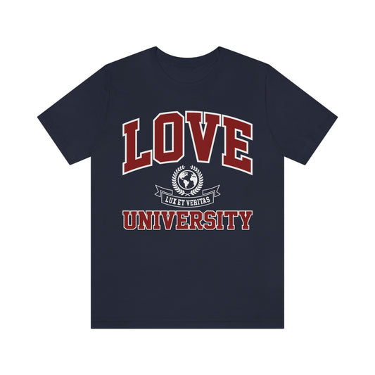 Love University Unisex Short Sleeve Navy Tee