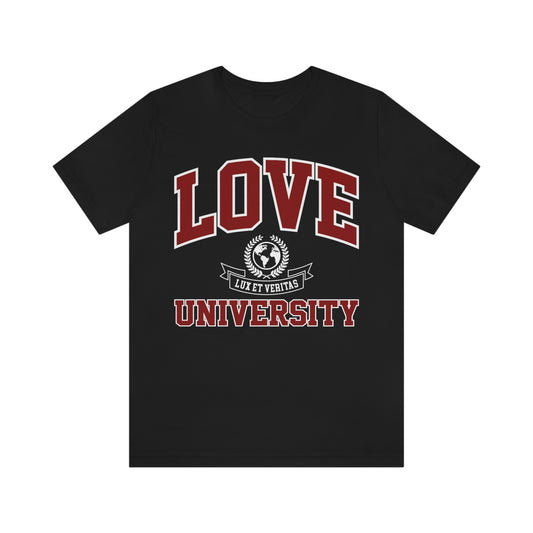 Love University Unisex Short Sleeve Black Tee